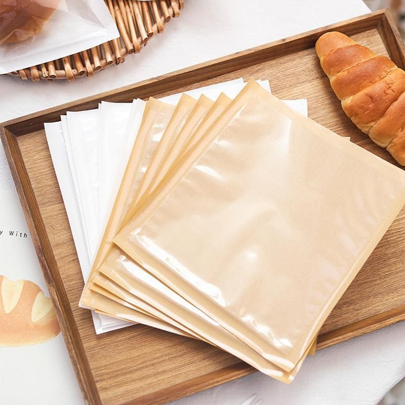 500PCS Transparent Food Greaseproof Bag Sandwich Donut Bread Packaging Pouch - Cowhide 21X25CM V528-XJ00041-COWHIDE-21X25-500PCS-74505