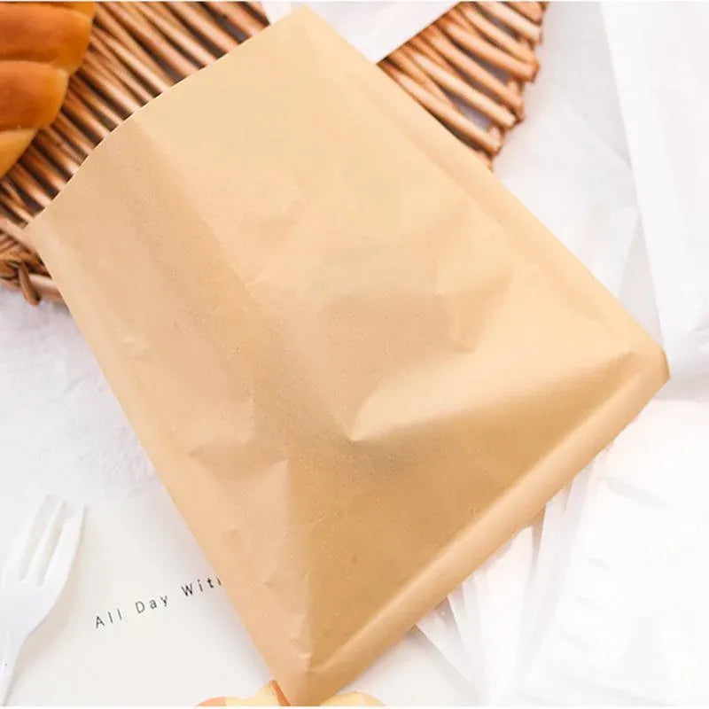500PCS Transparent Food Greaseproof Bag Sandwich Donut Bread Packaging Pouch - Cowhide 21X25CM V528-XJ00041-COWHIDE-21X25-500PCS-74505