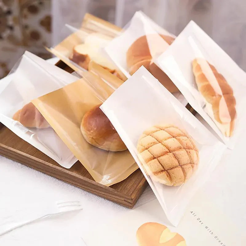 500PCS Transparent Food Greaseproof Bag Sandwich Donut Bread Packaging Pouch - Cowhide 21X25CM V528-XJ00041-COWHIDE-21X25-500PCS-74505