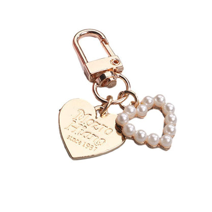 Womens Cute Key Rings Shell Heart Pearl Shape Keychain Charm Bag Hanger Pendants - D V528-XJ00094-Q294-4-99908