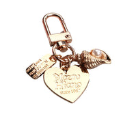 Womens Cute Key Rings Shell Heart Pearl Shape Keychain Charm Bag Hanger Pendants - D V528-XJ00094-Q294-4-99908