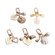 Womens Cute Key Rings Shell Heart Pearl Shape Keychain Charm Bag Hanger Pendants - A V528-XJ00096-Q294-1-49665