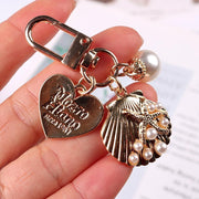 Womens Cute Key Rings Shell Heart Pearl Shape Keychain Charm Bag Hanger Pendants - A V528-XJ00096-Q294-1-49665
