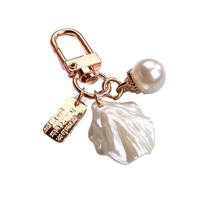 Womens Cute Key Rings Shell Heart Pearl Shape Keychain Charm Bag Hanger Pendants - A V528-XJ00096-Q294-1-49665