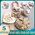 Womens Cute Key Rings Shell Heart Pearl Shape Keychain Charm Bag Hanger Pendants - B V528-XJ00097-Q294-2-36531