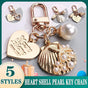 Womens Cute Key Rings Shell Heart Pearl Shape Keychain Charm Bag Hanger Pendants - B V528-XJ00097-Q294-2-36531