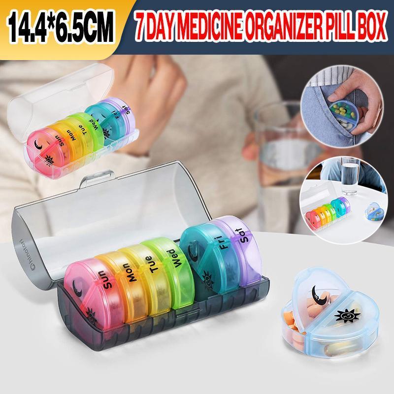 7 Day Weekly Case Dispenser Medicine Tablet Organizer Storage Container Pill Box - Colourful V528-XJ00482-COLORFULL-666319