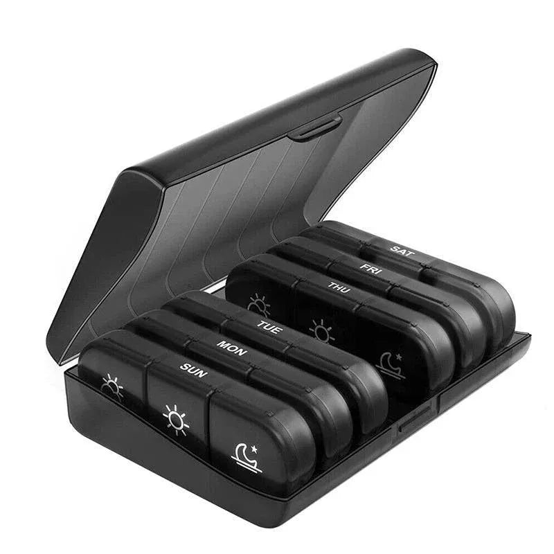 7 Day Medicine Organizer Pill Box Tablet Daily Case Weekly Dispenser Container - Black V528-XJ00483-BLACK-825464