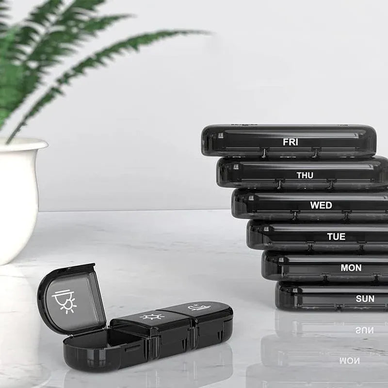 7 Day Medicine Organizer Pill Box Tablet Daily Case Weekly Dispenser Container - Black V528-XJ00483-BLACK-825464