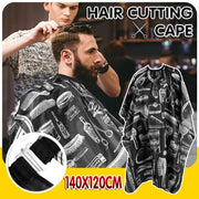 Hair Cutting Cape Soft Polyester Salon Apron for Home and Professional Use V528-XJ00489-BLACK-400686