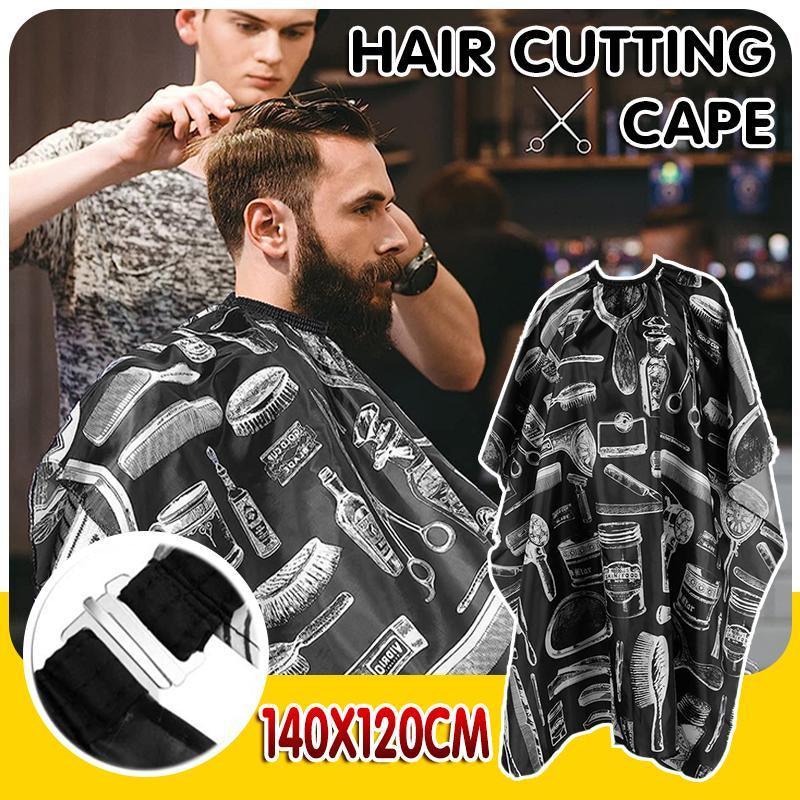 Hair Cutting Cape Soft Polyester Salon Apron for Home and Professional Use V528-XJ00489-BLACK-400686