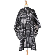 Hair Cutting Cape Soft Polyester Salon Apron for Home and Professional Use V528-XJ00489-BLACK-400686