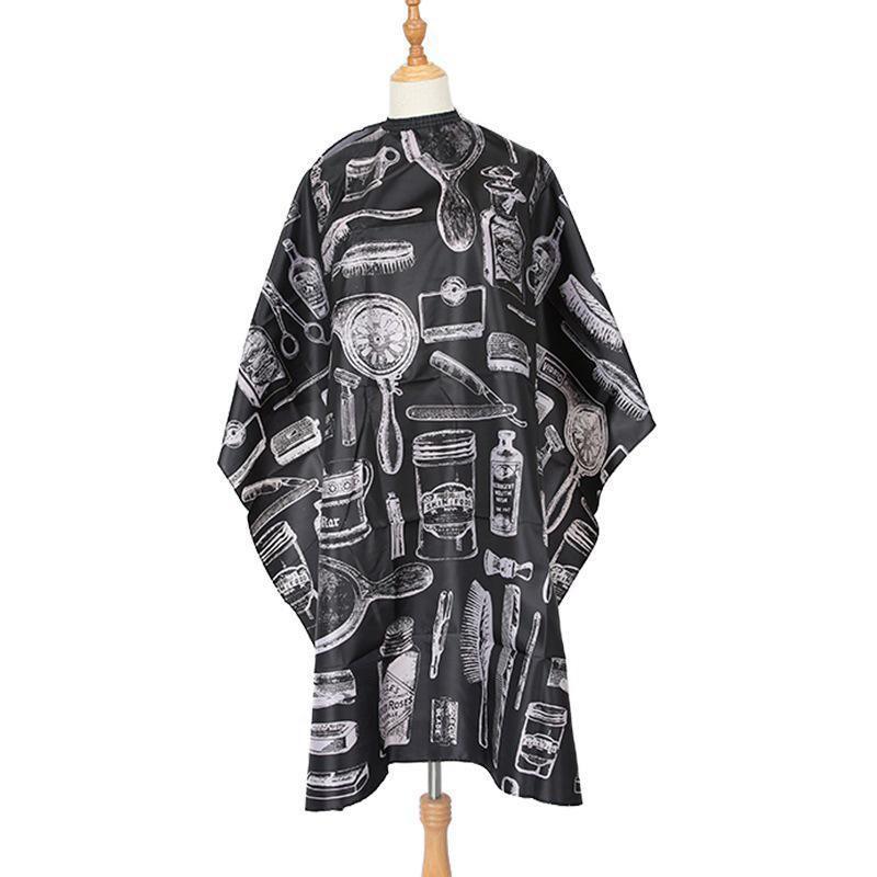 Hair Cutting Cape Soft Polyester Salon Apron for Home and Professional Use V528-XJ00489-BLACK-400686