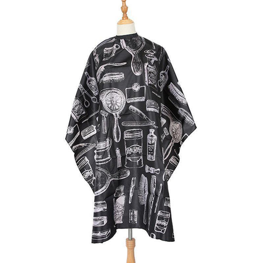 Hair Cutting Cape Soft Polyester Salon Apron for Home and Professional Use V528-XJ00489-BLACK-400686