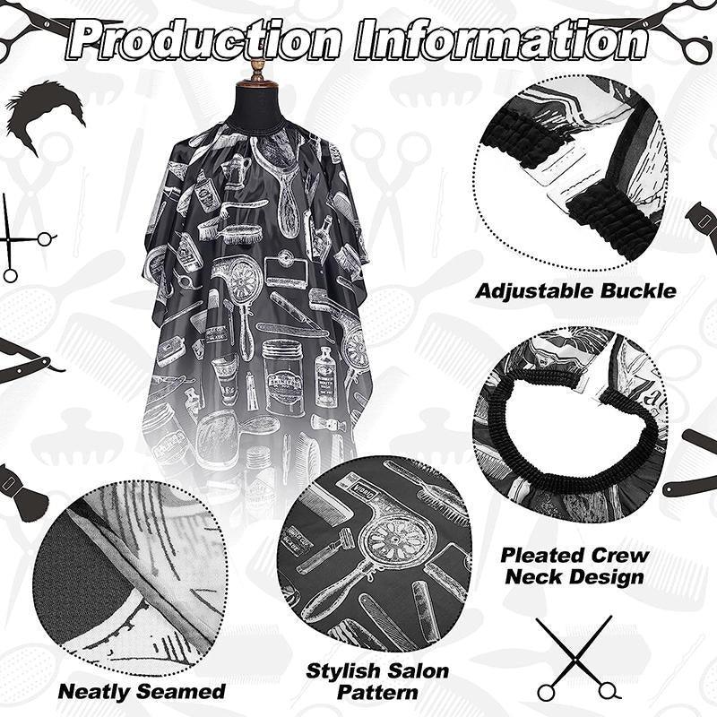 Hair Cutting Cape Soft Polyester Salon Apron for Home and Professional Use V528-XJ00489-BLACK-400686