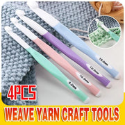 4pcs Weave Yarn Craft Tools Ergonomic Handle Non-Slip Knitting Needles Crochet Hooks V528-XJ00501-4PCS-681759