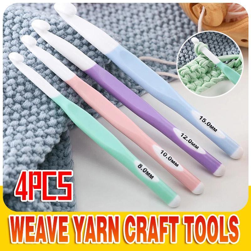 4pcs Weave Yarn Craft Tools Ergonomic Handle Non-Slip Knitting Needles Crochet Hooks V528-XJ00501-4PCS-681759