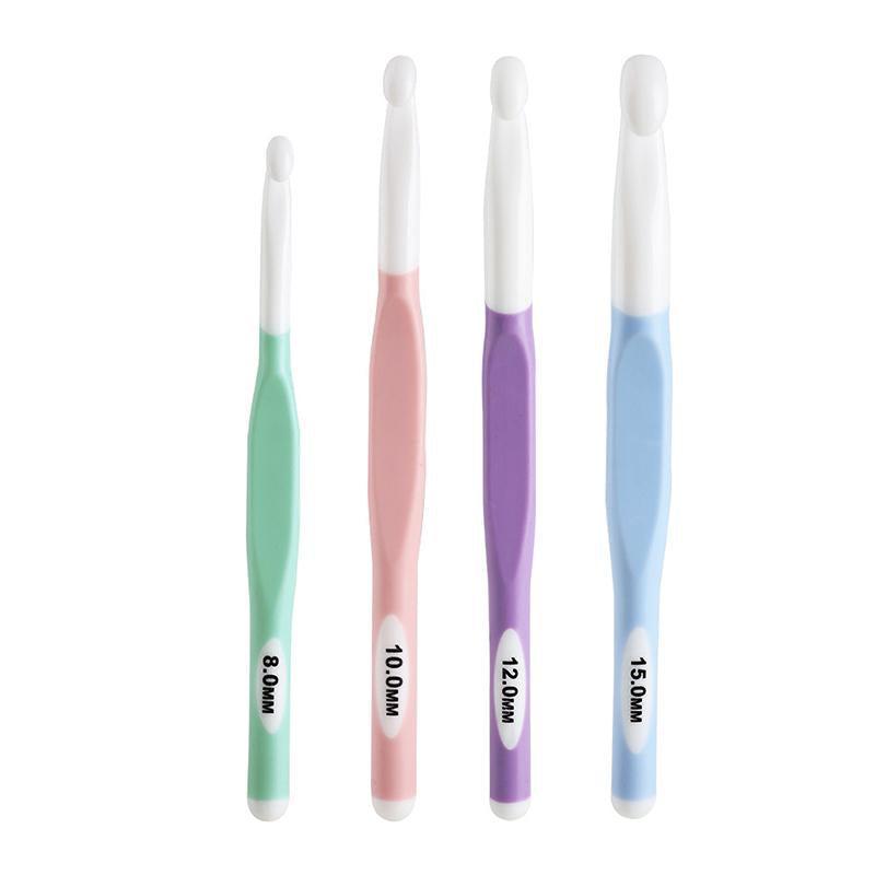 4pcs Weave Yarn Craft Tools Ergonomic Handle Non-Slip Knitting Needles Crochet Hooks V528-XJ00501-4PCS-681759