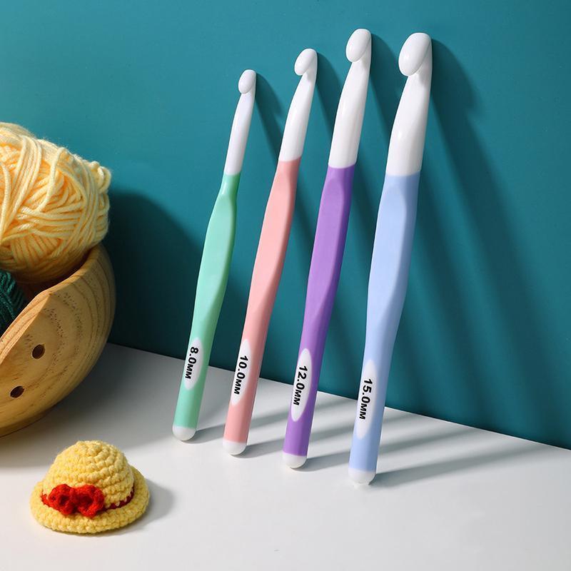 4pcs Weave Yarn Craft Tools Ergonomic Handle Non-Slip Knitting Needles Crochet Hooks V528-XJ00501-4PCS-681759