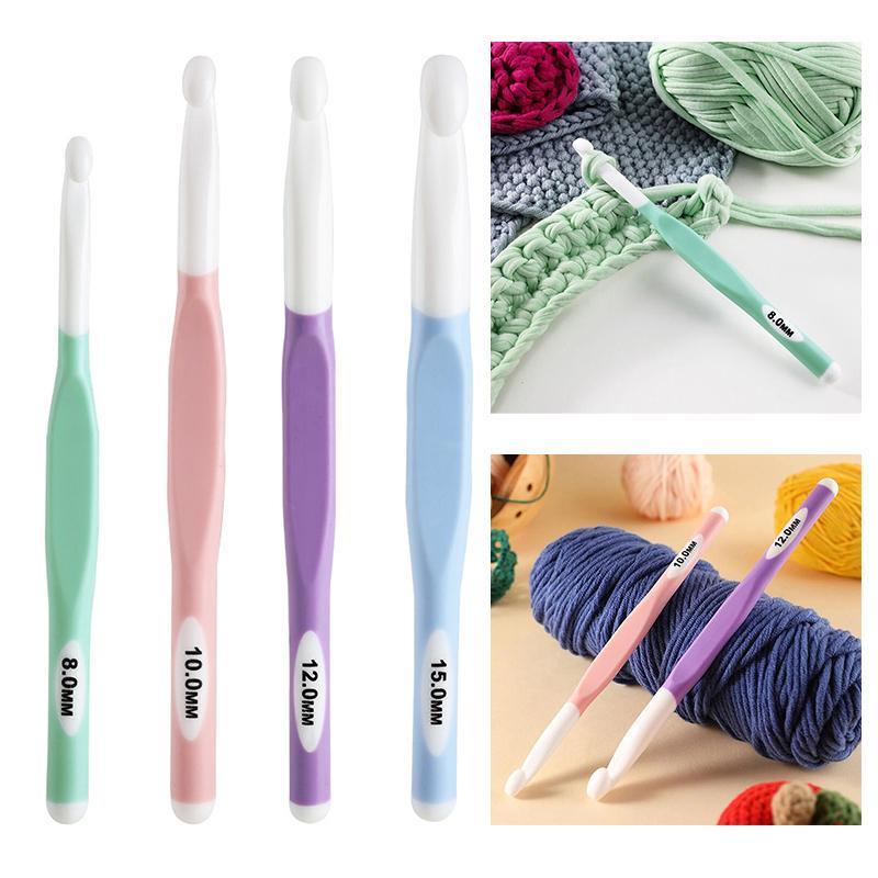 4pcs Weave Yarn Craft Tools Ergonomic Handle Non-Slip Knitting Needles Crochet Hooks V528-XJ00501-4PCS-681759