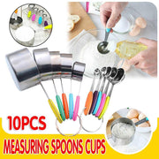 10 Piece Stainless Steel Measuring Cups and Spoons Set for Baking and Cooking V528-XJ00516-10PCS-339667