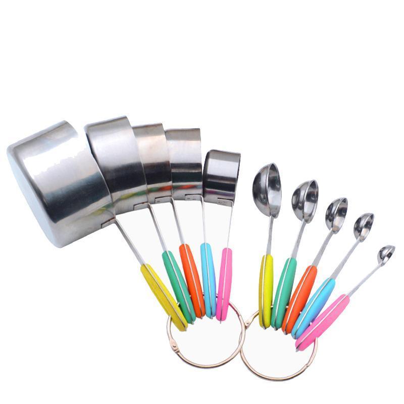 10 Piece Stainless Steel Measuring Cups and Spoons Set for Baking and Cooking V528-XJ00516-10PCS-339667
