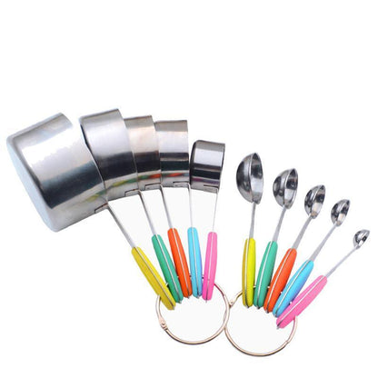 10 Piece Stainless Steel Measuring Cups and Spoons Set for Baking and Cooking V528-XJ00516-10PCS-339667