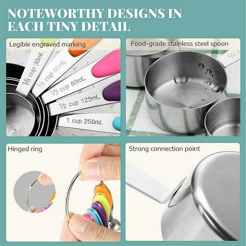 10 Piece Stainless Steel Measuring Cups and Spoons Set for Baking and Cooking V528-XJ00516-10PCS-339667