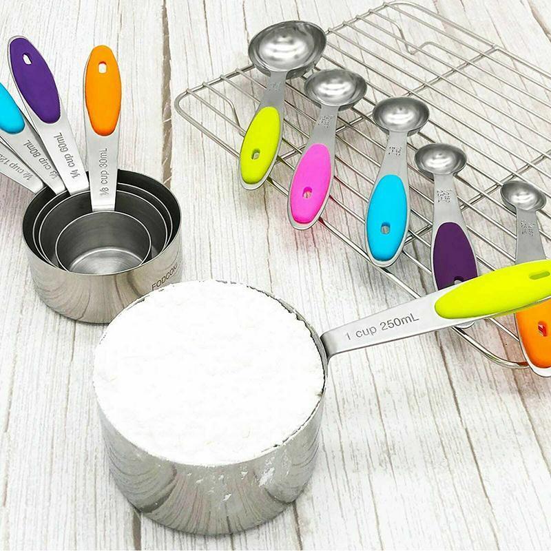 10 Piece Stainless Steel Measuring Cups and Spoons Set for Baking and Cooking V528-XJ00516-10PCS-339667