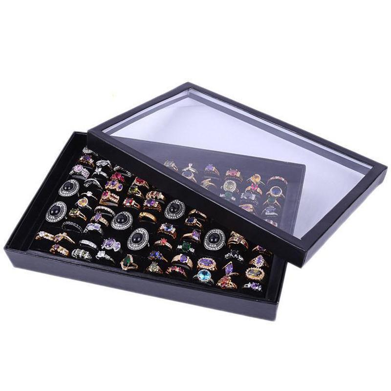 100 Slot Jewelry Ring Earring Storage Box Display Organizer Case Tray Holder - 1PC V528-XJ00524-1PC-108908