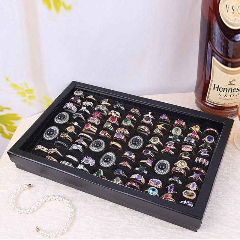 100 Slot Jewelry Ring Earring Storage Box Display Organizer Case Tray Holder - 1PC V528-XJ00524-1PC-108908
