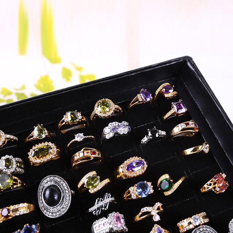 100 Slot Jewelry Ring Earring Storage Box Display Organizer Case Tray Holder - 1PC V528-XJ00524-1PC-108908