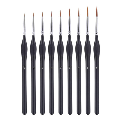 9PCS Fine Detail Paint Brush Set for Watercolour Gouache Acrylic Miniature Art V528-XJ00527-9PCS-820700