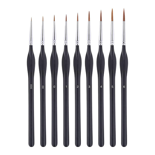9PCS Fine Detail Paint Brush Set for Watercolour Gouache Acrylic Miniature Art V528-XJ00527-9PCS-820700