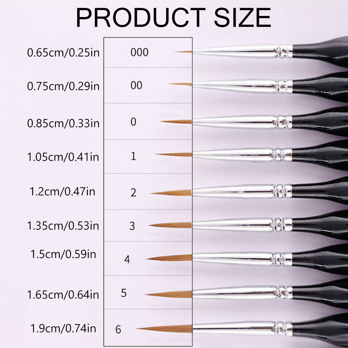 9PCS Fine Detail Paint Brush Set for Watercolour Gouache Acrylic Miniature Art V528-XJ00527-9PCS-820700