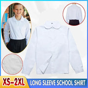White Girls Peter Pan Collar Long Sleeve School Shirt with two button Adjustable Cuff - S V528-XJ00540-WHITE-S-523059