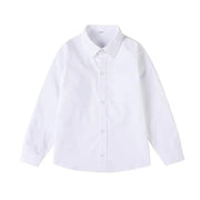 White Girls Peter Pan Collar Long Sleeve School Shirt with two button Adjustable Cuff - L V528-XJ00542-WHITE-L-180453