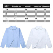 White Girls Peter Pan Collar Long Sleeve School Shirt with two button Adjustable Cuff - L V528-XJ00542-WHITE-L-180453