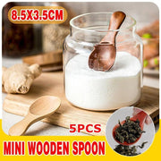 5PCS Mini Wooden Spoons Natural Wood Spice Condiment Dessert Scoops - Red V528-XJ00559-RED-5PCS-964568