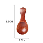 5PCS Mini Wooden Spoons Natural Wood Spice Condiment Dessert Scoops - Red V528-XJ00559-RED-5PCS-964568