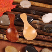 5PCS Mini Wooden Spoons Natural Wood Spice Condiment Dessert Scoops - Red V528-XJ00559-RED-5PCS-964568
