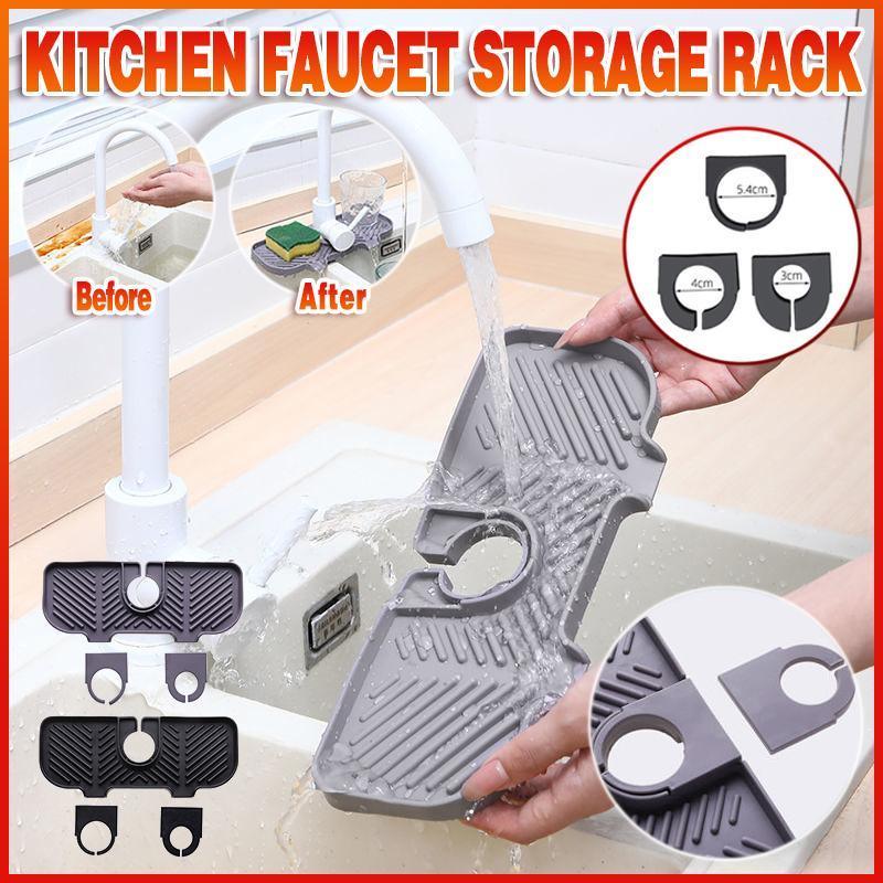 Kitchen Faucet Storage Rack Holder Soap Sponges Caddy Organizer Sink Basket Rack - Grey V528-XJ00563-GREY-737262