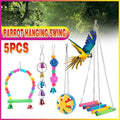 5PCS Hanging Parrot Toys Set with Swings and Ladders for Budgies Cockatiels Cages V528-XJ00572-5PCS-782556