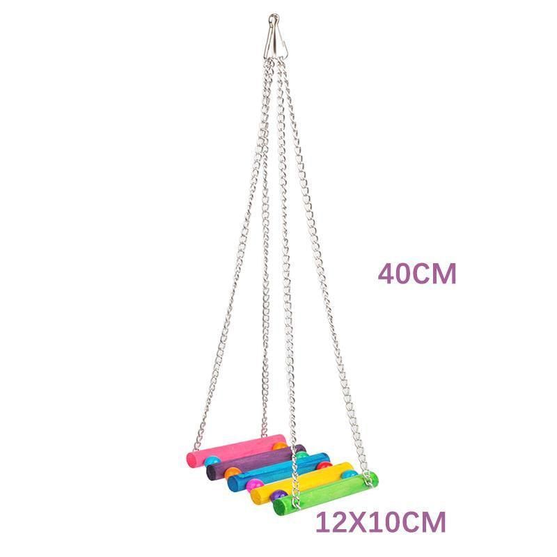 5PCS Hanging Parrot Toys Set with Swings and Ladders for Budgies Cockatiels Cages V528-XJ00572-5PCS-782556