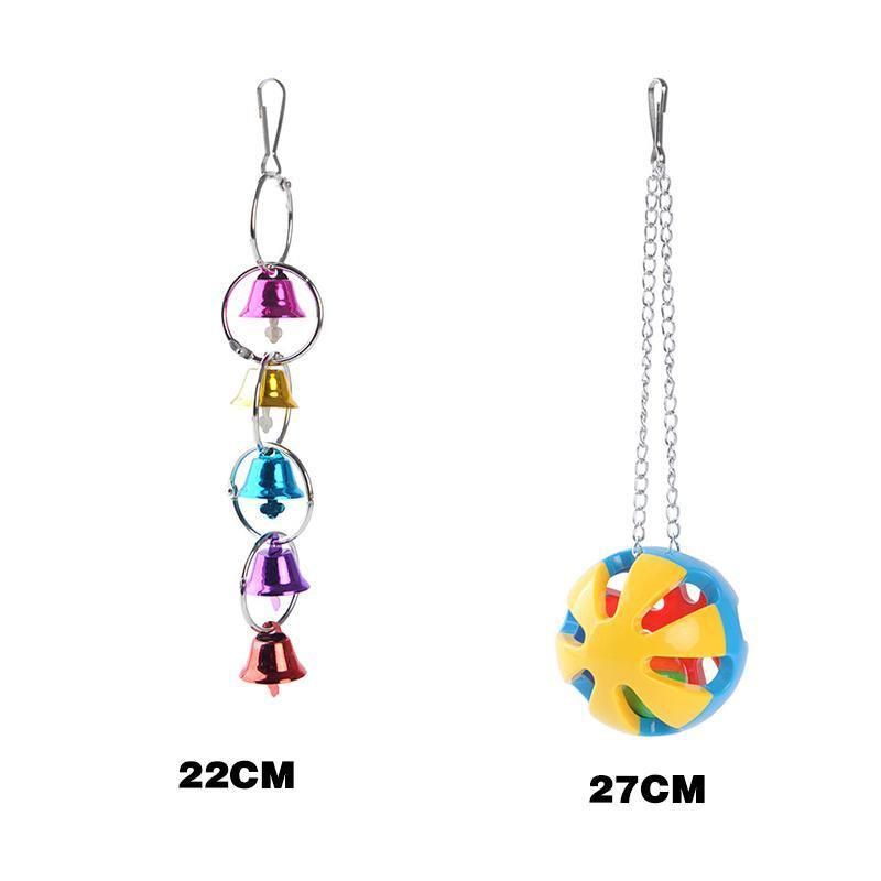 5PCS Hanging Parrot Toys Set with Swings and Ladders for Budgies Cockatiels Cages V528-XJ00572-5PCS-782556