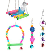 5PCS Hanging Parrot Toys Set with Swings and Ladders for Budgies Cockatiels Cages V528-XJ00572-5PCS-782556