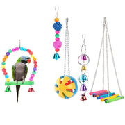5PCS Hanging Parrot Toys Set with Swings and Ladders for Budgies Cockatiels Cages V528-XJ00572-5PCS-782556