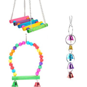 5PCS Hanging Parrot Toys Set with Swings and Ladders for Budgies Cockatiels Cages V528-XJ00572-5PCS-782556