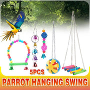 5PCS Hanging Parrot Toys Set with Swings and Ladders for Budgies Cockatiels Cages V528-XJ00572-5PCS-782556