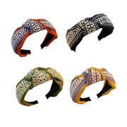 Women Lady Retro Boho Embroidery Cotton Wide Hair Headband Head Wrap Band hoop - Black V528-XY00113-BLACK-92392